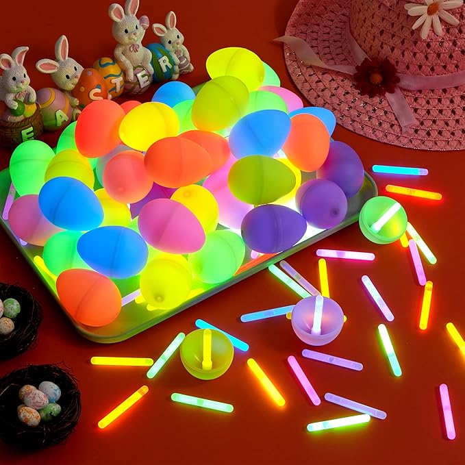 Mini Glow Stick Easter Eggs, Children Glowing In The Dark, Easter Basket Filling Gifts, Decorative Items, Classroom Prizes.