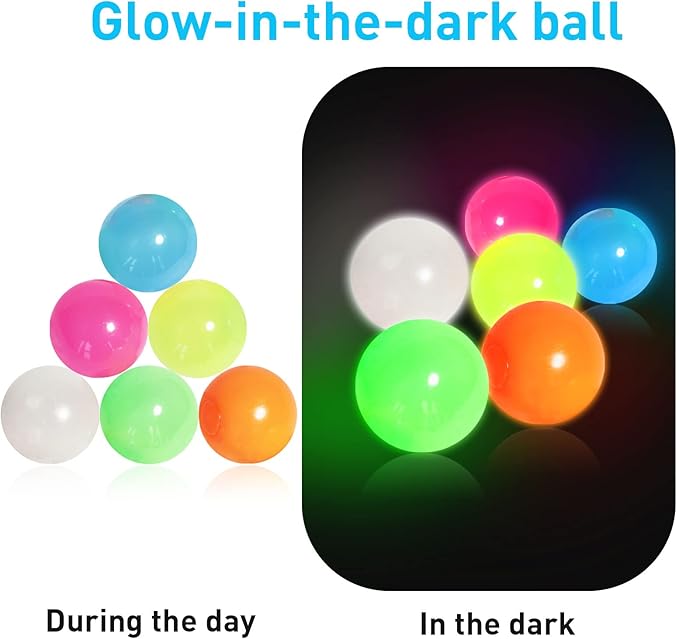 Ceiling Glowing Adhesive Ball, A Toy Ball That Glows In The Dark And Can Be Attached To The Ceiling. It Is A Glowing Stress Relieving Ball And A Fun Fingertip Spinning Toy.