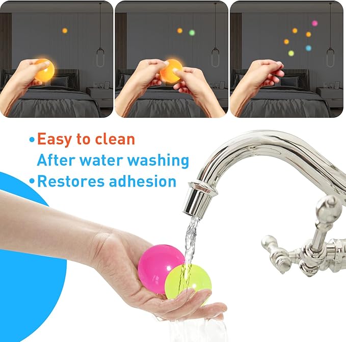 Ceiling Glowing Adhesive Ball, A Toy Ball That Glows In The Dark And Can Be Attached To The Ceiling. It Is A Glowing Stress Relieving Ball And A Fun Fingertip Spinning Toy.