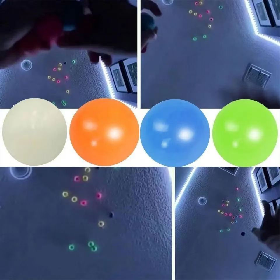 Ceiling Glowing Adhesive Ball, A Toy Ball That Glows In The Dark And Can Be Attached To The Ceiling. It Is A Glowing Stress Relieving Ball And A Fun Fingertip Spinning Toy.