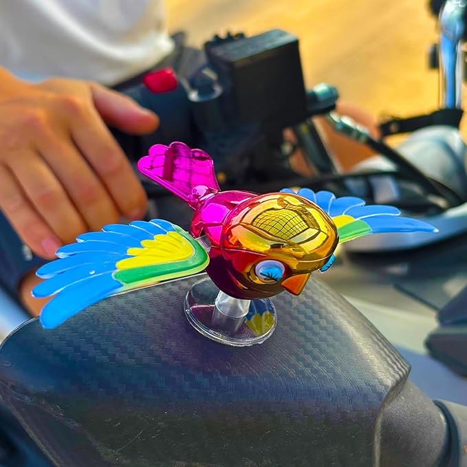 Automatic Flapping Bird Car Decoration, Multi-Color Wings | Dynamic Design | Universal Installation | ABS&TPE Weather Resistant Material, Suitable For Car, Bicycle, And Helmet Decoration ﻿