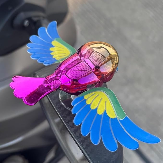 Automatic Flapping Bird Car Decoration, Multi-Color Wings | Dynamic Design | Universal Installation | ABS&TPE Weather Resistant Material, Suitable For Car, Bicycle, And Helmet Decoration ﻿