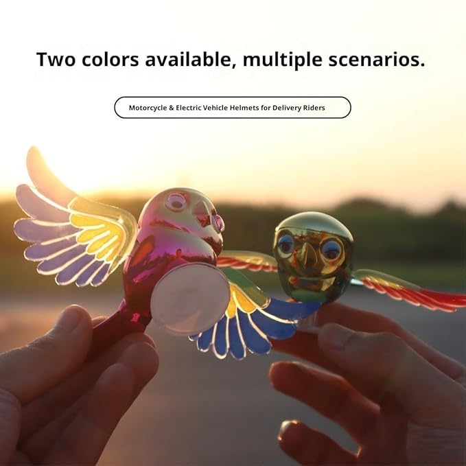 Automatic Flapping Bird Car Decoration, Multi-Color Wings | Dynamic Design | Universal Installation | ABS&TPE Weather Resistant Material, Suitable For Car, Bicycle, And Helmet Decoration ﻿