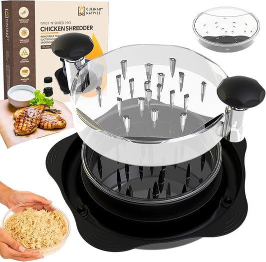 Chicken Shredder Tool Twist & Shred Pro | Strong Grip, Suction Cups, Anti-Slip Base for Kitchen | Large Meat Shredder Machine for Chicken Breast, Pork & Beef | Manual Ergonomic Heavy-Duty