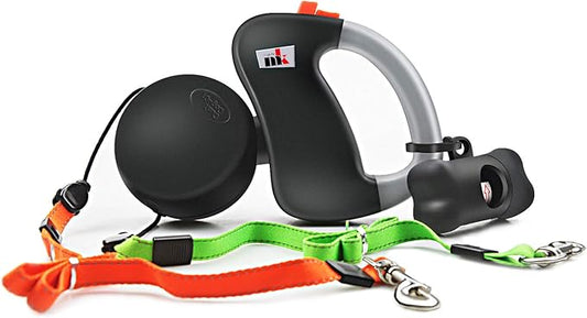 Double Dog Leash Retractable Automatic Double Dog Leash for 2 Dogs Extendable to 3 m 50 lbs per Lead 15 pcs Bag for Dogs