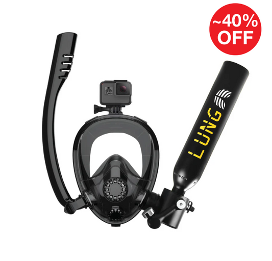Mini Scuba Tank with Snorkel Mask 0.5L Inflatable Diving Tank with Full Face Diving Mask Pony Bottle Backup Diving Air Tank Suits for Recreational Snorkeling Shallow Diving