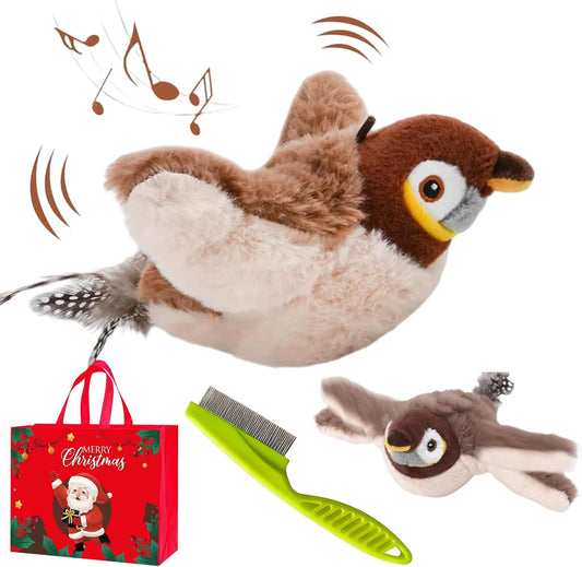 Cat Toy, 2026 New Flying Bird Cat Toy, Rechargeable Flapping Bird Cat Toys for Indoor Cats, Flying Simulation Electric Sparrow, Lifelike Chirp Tweet
