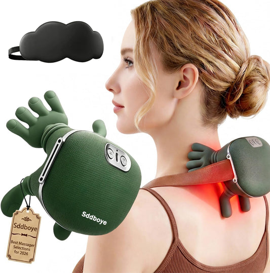Neck Massager, 2026 Updated Bionic Heated Deep Tissue Massager, Wireless Electric Cervical Neck Massager, Kneading Massager, Electric Kneading Massage Pillow, Rechargeable USB-C
