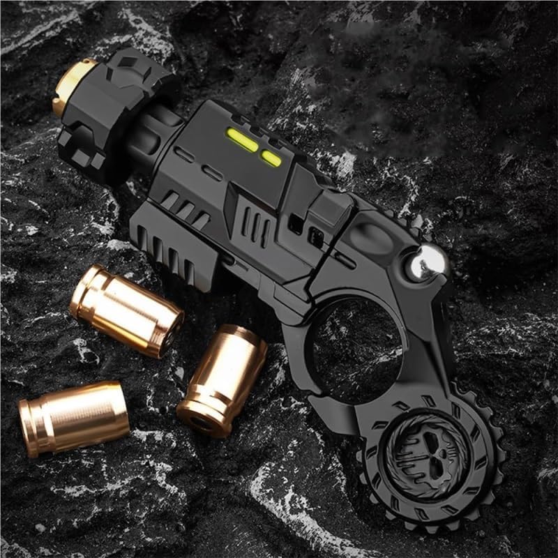 Metal Fidget Gun for Adults, Alloy Metal Decompression Toy,with 3 Shells and 20 Bullets, Age 14+， Best Steel Mini Toy Gift for Men