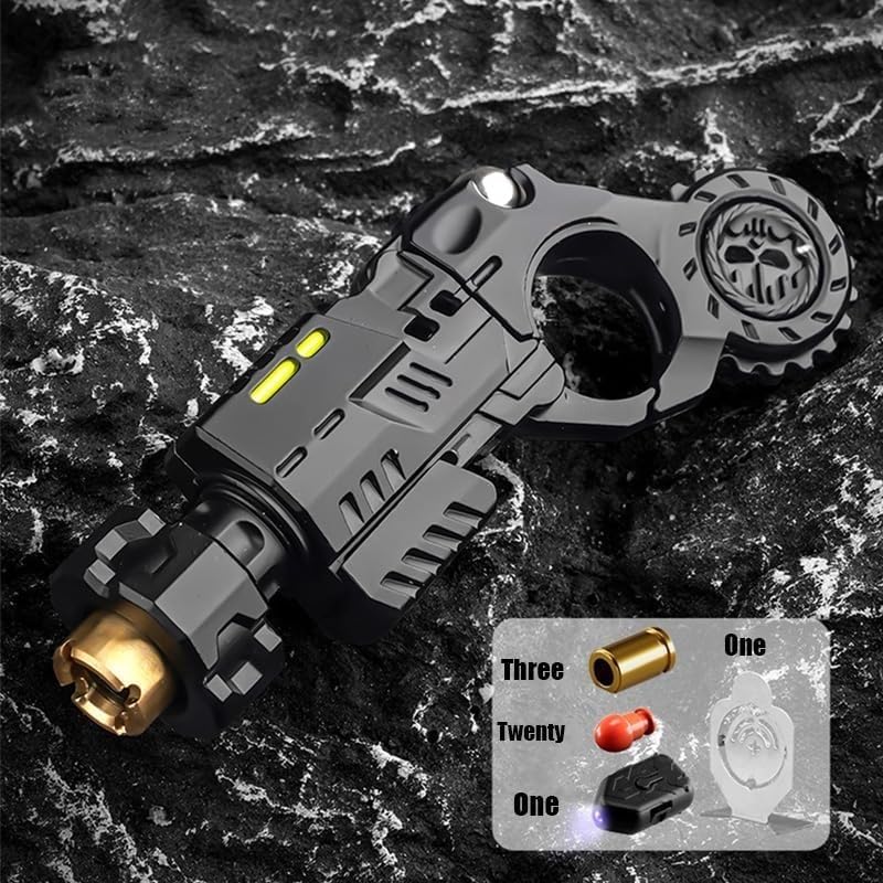 Metal Fidget Gun for Adults, Alloy Metal Decompression Toy,with 3 Shells and 20 Bullets, Age 14+， Best Steel Mini Toy Gift for Men