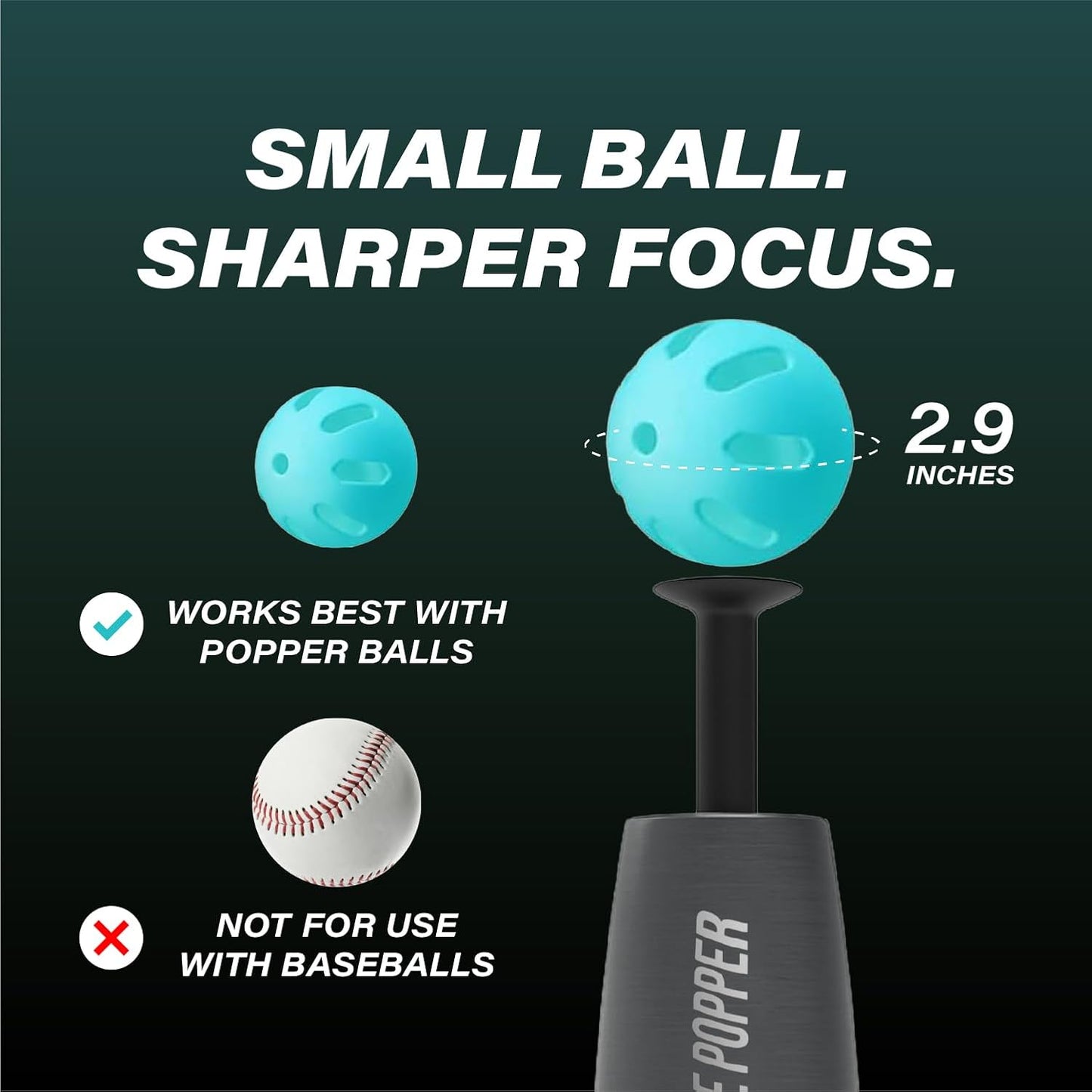 Bandit Sports Tee Popper, Durable Nylon Strength, Batting Tee for Perfect Swings, Baseball Training for Hitting Without a Pitcher 1 Popper Ball Included