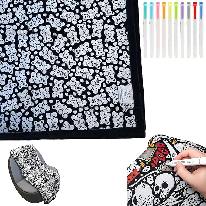 DIY Coloring Blanket with Markers, Color Your Own Blankets, Customizable Washable Diys Colorings Blanket Kits, You Can Color Fuzzy Velvet, Creative Diys Colorings Blankets for Adults