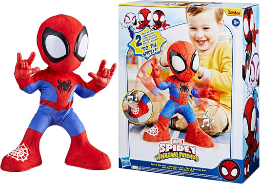 Spidey and his Amazing Friends Marvel Dance 'N Crawl Spidey, Interactive Plush Toy with 20 Phrases & Sounds, 2 Songs, Super Hero Toys for Kids 3 & Up