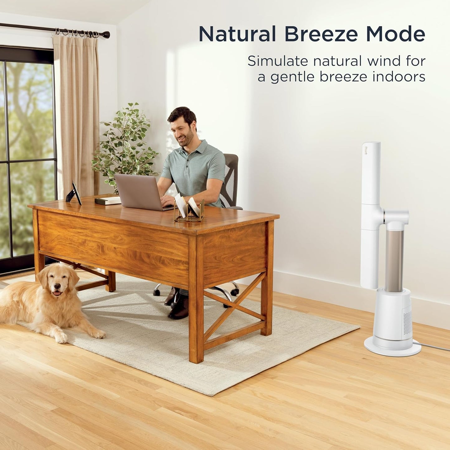 Shark TurboBlade Fan—Ultra-customizable bladeless tower fan, pivots, twists, oscillates 180°, circulates and propels air, 10 noise levels + 10 speeds, easy to clean, dove, TF202SWH