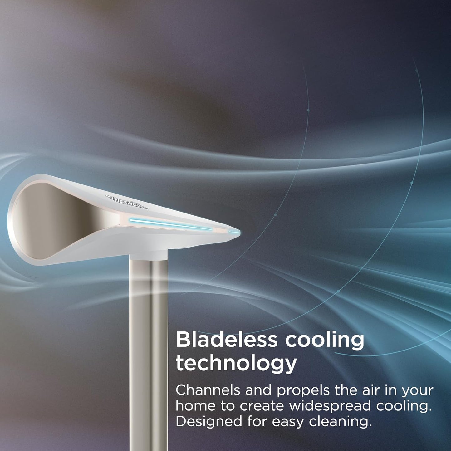 Shark TurboBlade Fan—Ultra-customizable bladeless tower fan, pivots, twists, oscillates 180°, circulates and propels air, 10 noise levels + 10 speeds, easy to clean, dove, TF202SWH