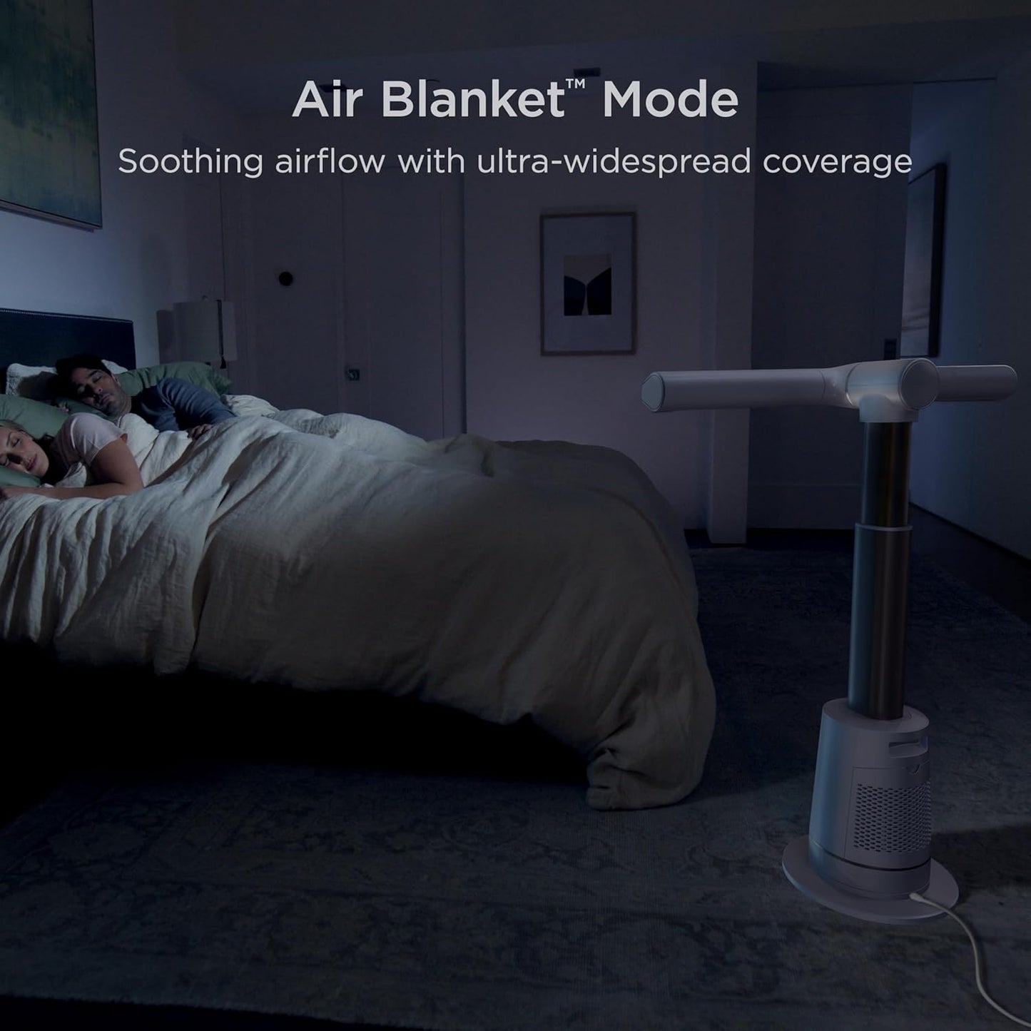 Shark TurboBlade Fan—Ultra-customizable bladeless tower fan, pivots, twists, oscillates 180°, circulates and propels air, 10 noise levels + 10 speeds, easy to clean, dove, TF202SWH