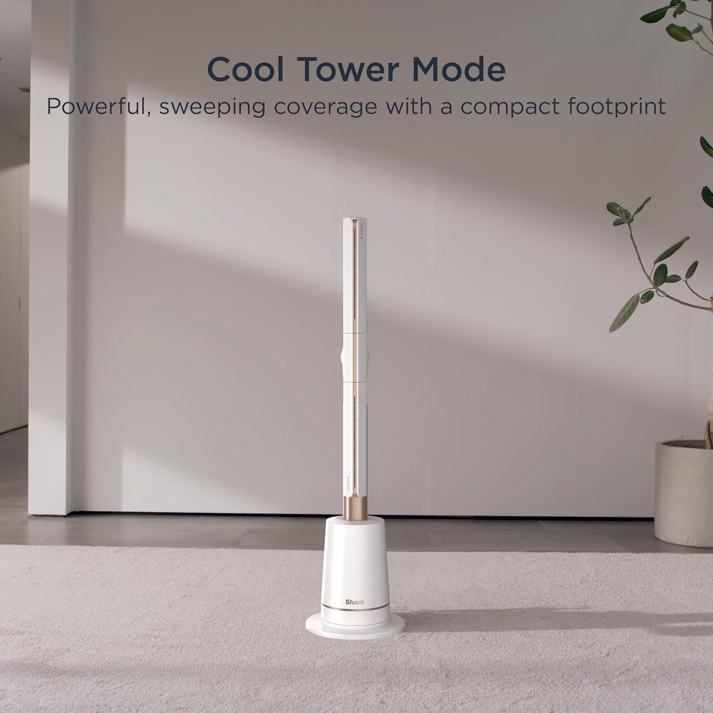 Shark TurboBlade Fan—Ultra-customizable bladeless tower fan, pivots, twists, oscillates 180°, circulates and propels air, 10 noise levels + 10 speeds, easy to clean, dove, TF202SWH