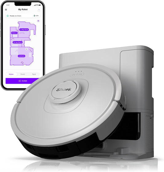 Robot Vacuum with Bagless Self-Empty 60 Day Capacity Base, Multi-Surface Cleaning, Powerful Suction, Pet Hair Pickup, for Carpets & Hardfloors, Home Mapping, White, RV2302AE